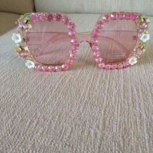 Sunglasses Pink Floral Frame NWOT